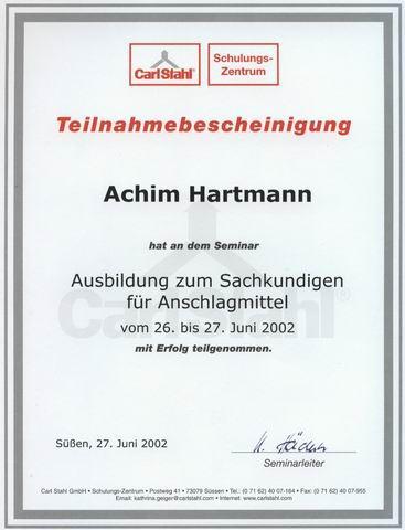 Sachkundigenausbildung für Anschlagmittel